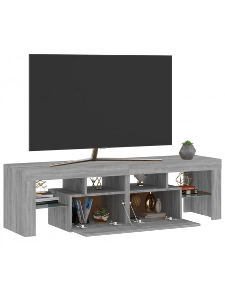 Mobile Porta TV con Luci LED grigio sonoma 140x36,5x40 cm