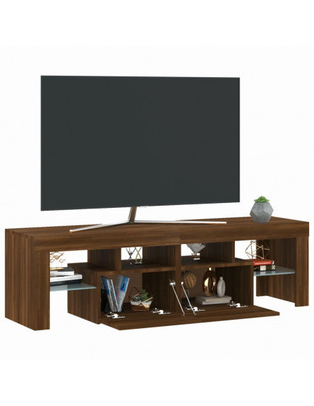 Mobile Porta TV con Luci LED Rovere Marrone 140x36,5x40 cm
