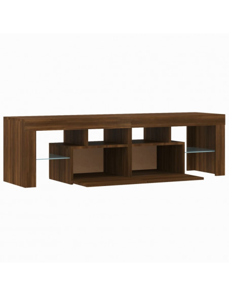 Mobile Porta TV con Luci LED Rovere Marrone 140x36,5x40 cm