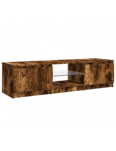 Mobile Porta TV con Luci LED Rovere Fumo 140x40x36 cm