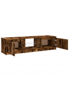 Mobile Porta TV con Luci LED Rovere Fumo 140x40x36 cm 2