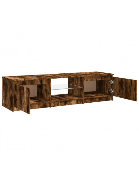 Mobile Porta TV con Luci LED Rovere Fumo 140x40x36 cm