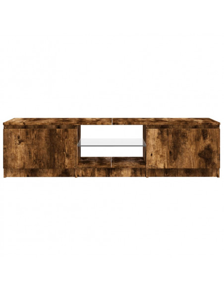 Mobile Porta TV con Luci LED Rovere Fumo 140x40x36 cm