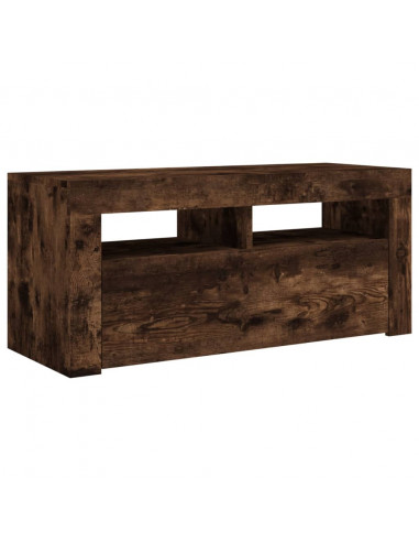 Mobile Porta TV con Luci LED Rovere Fumo 90x35x40 cm