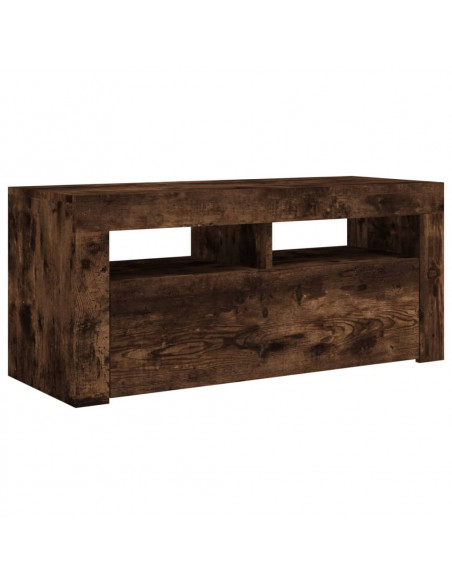 Mobile Porta TV con Luci LED Rovere Fumo 90x35x40 cm