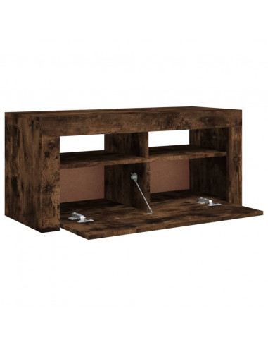 Mobile Porta TV con Luci LED Rovere Fumo 90x35x40 cm