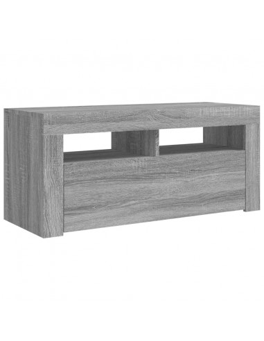 Mobile Porta TV con Luci LED Grigio Sonoma 90x35x40 cm