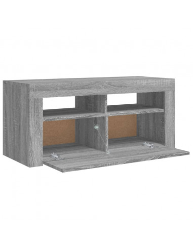 Mobile Porta TV con Luci LED Grigio Sonoma 90x35x40 cm