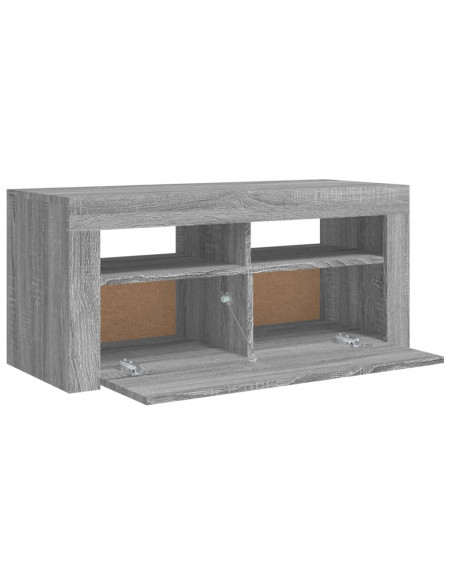 Mobile Porta TV con Luci LED Grigio Sonoma 90x35x40 cm
