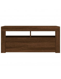 Mobile Porta TV con Luci LED Rovere Marrone 90x35x40 cm 2