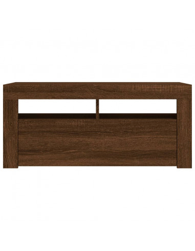 Mobile Porta TV con Luci LED Rovere Marrone 90x35x40 cm