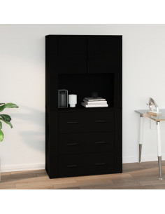 Mobile a Parete Nero 80x33x80 cm in Legno Multistrato