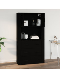 Mobile a Parete Nero 80x33x80 cm in Legno Multistrato 2