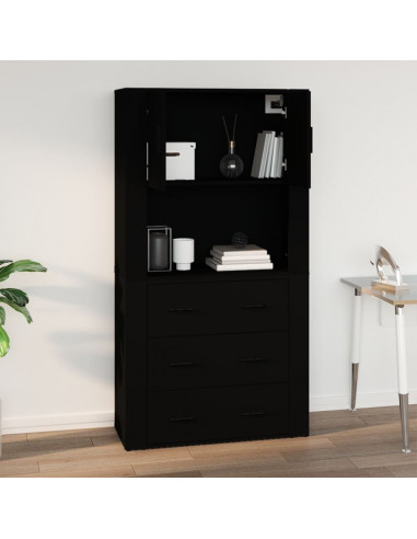 Mobile a Parete Nero 80x33x80 cm in Legno Multistrato