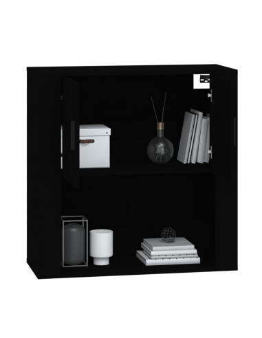 Mobile a Parete Nero 80x33x80 cm in Legno Multistrato