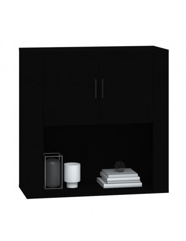 Mobile a Parete Nero 80x33x80 cm in Legno Multistrato