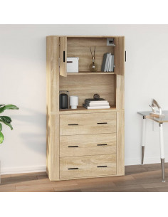 Armadietto a Muro Rovere Sonoma 80x33x80 cm Legno Multistrato 2