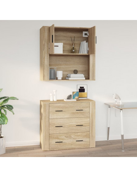 Armadietto a Muro Rovere Sonoma 80x33x80 cm Legno Multistrato