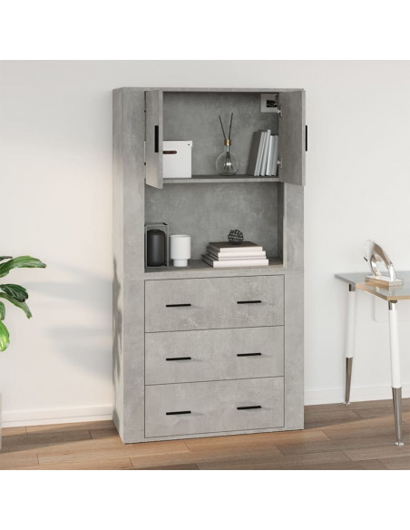 Mobile a Parete Grigio Cemento 80x33x80 cm in Legno Multistrato