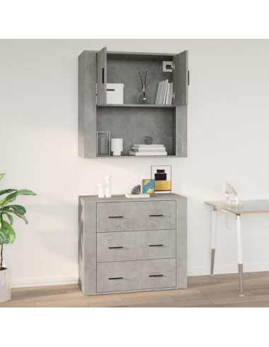 Mobile a Parete Grigio Cemento 80x33x80 cm in Legno Multistrato