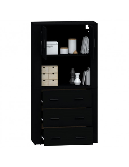 Credenza Nera in Legno Multistrato