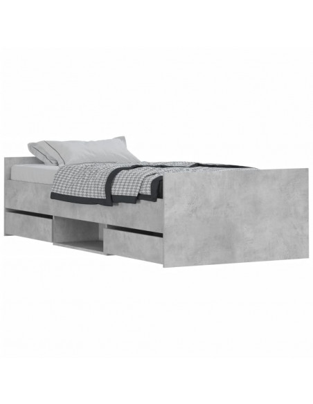 Giroletto con Testiera e Pediera Grigio Cemento 90x190 cm