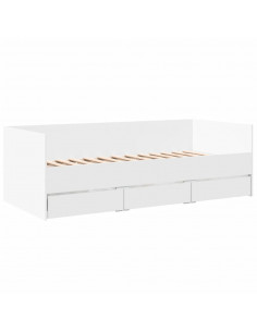 Divano Letto con Cassetti Bianco 90x190 cm in Legno Multistrato 2