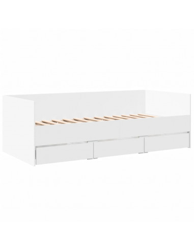 Divano Letto con Cassetti Bianco 90x190 cm in Legno Multistrato