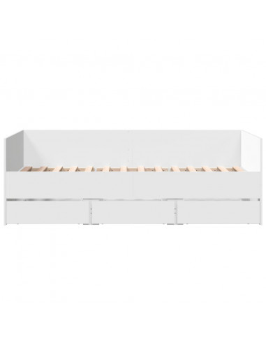 Divano Letto con Cassetti Bianco 90x190 cm in Legno Multistrato
