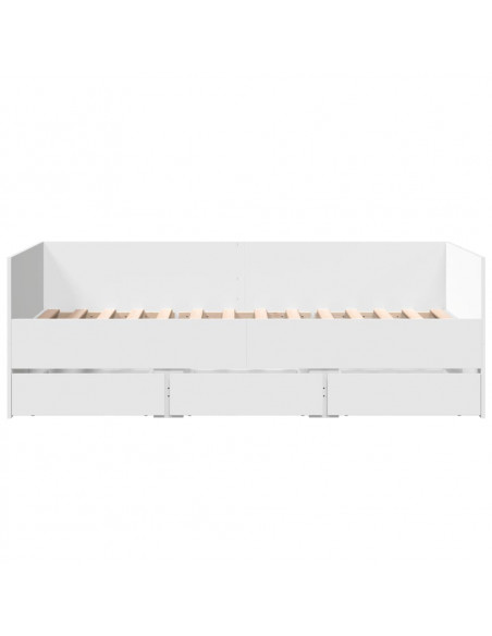 Divano Letto con Cassetti Bianco 90x190 cm in Legno Multistrato
