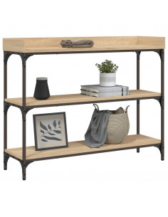 Tavolino Consolle con Ripiani Rovere Sonoma 100x30x80 cm 2