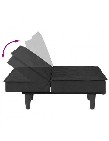 Divano Letto con Portabicchieri in Velluto Nero