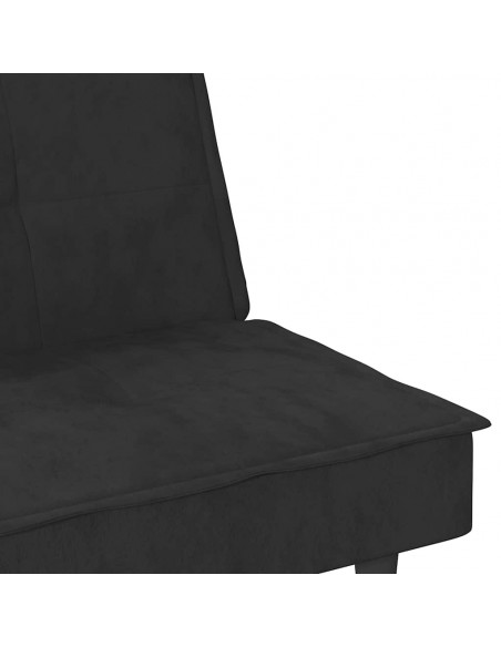 Divano Letto con Portabicchieri in Velluto Nero
