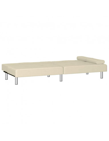 Divano Letto con Portabicchieri in Similpelle Crema