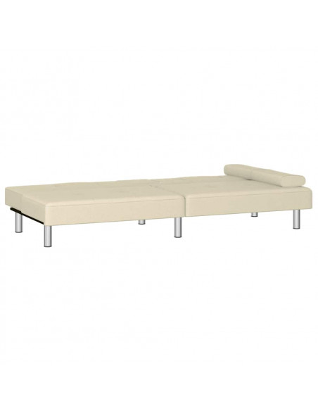 Divano Letto con Portabicchieri in Similpelle Crema