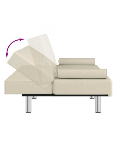 Divano Letto con Portabicchieri in Similpelle Crema