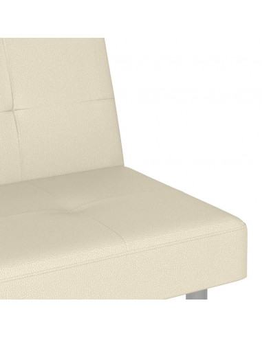 Divano Letto con Portabicchieri in Similpelle Crema