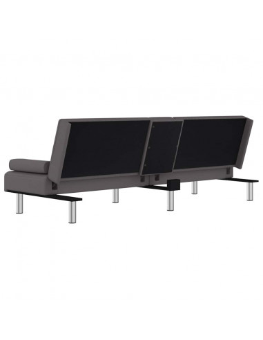 Divano Letto con Portabicchieri in Similpelle Grigio