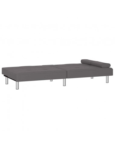 Divano Letto con Portabicchieri in Similpelle Grigio