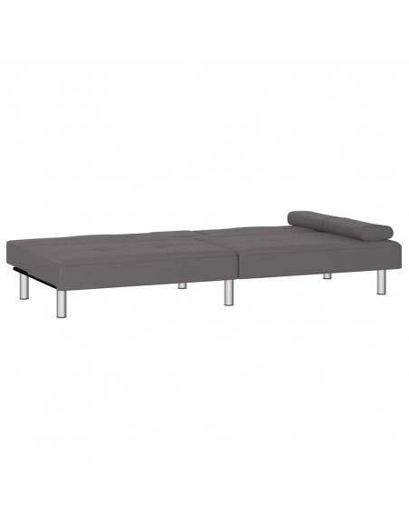 Divano Letto con Portabicchieri in Similpelle Grigio