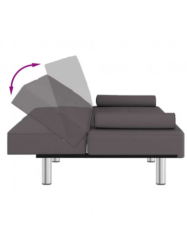 Divano Letto con Portabicchieri in Similpelle Grigio