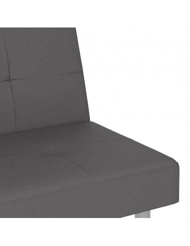 Divano Letto con Portabicchieri in Similpelle Grigio