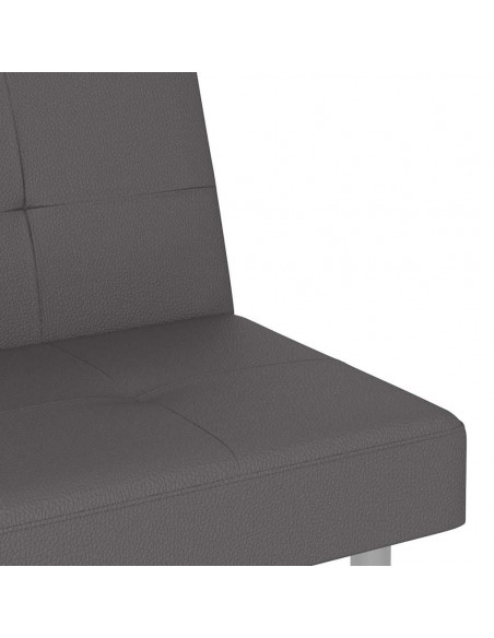 Divano Letto con Portabicchieri in Similpelle Grigio