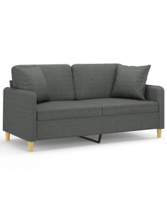 Divano a 2 Posti con Cuscini Grigio Scuro 140 cm in Tessuto