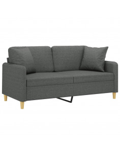Divano a 2 Posti con Cuscini Grigio Scuro 140 cm in Tessuto 2