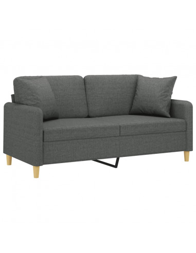 Divano a 2 Posti con Cuscini Grigio Scuro 140 cm in Tessuto