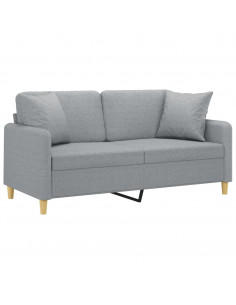 Divano a 2 Posti con Cuscini Grigio Chiaro 140 cm in Tessuto 2