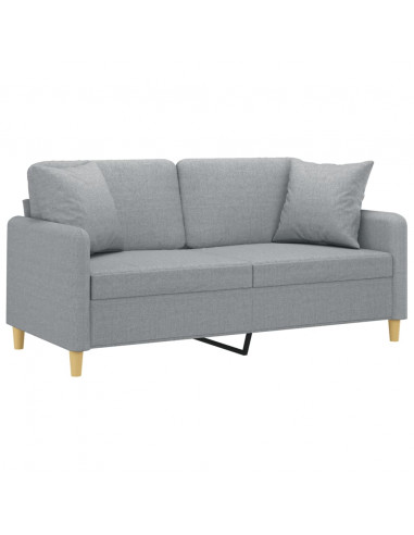 Divano a 2 Posti con Cuscini Grigio Chiaro 140 cm in Tessuto