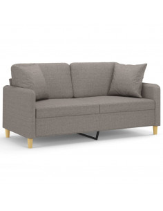 Divano a 2 Posti con Cuscini Tortora 140 cm in Tessuto