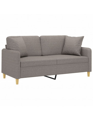 Divano a 2 Posti con Cuscini Tortora 140 cm in Tessuto